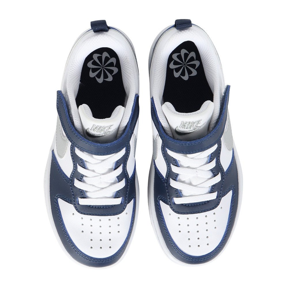 ナイキ（NIKE）（キッズ）リトルキッズシューズ スニーカー スポーツシューズ コート ボロー LOW リクラフト ホワイト ブルー DV5457-135