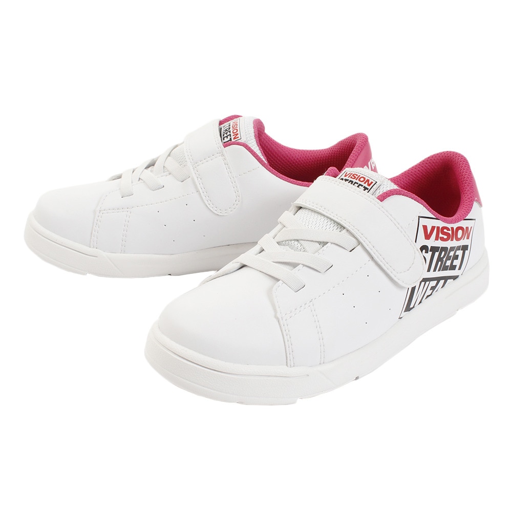 ヴィジョン スニーカー ジュニア Perry Vks 9114 White Pink 白 ピンク ベルクロ スポーツ用品はスーパースポーツゼビオ