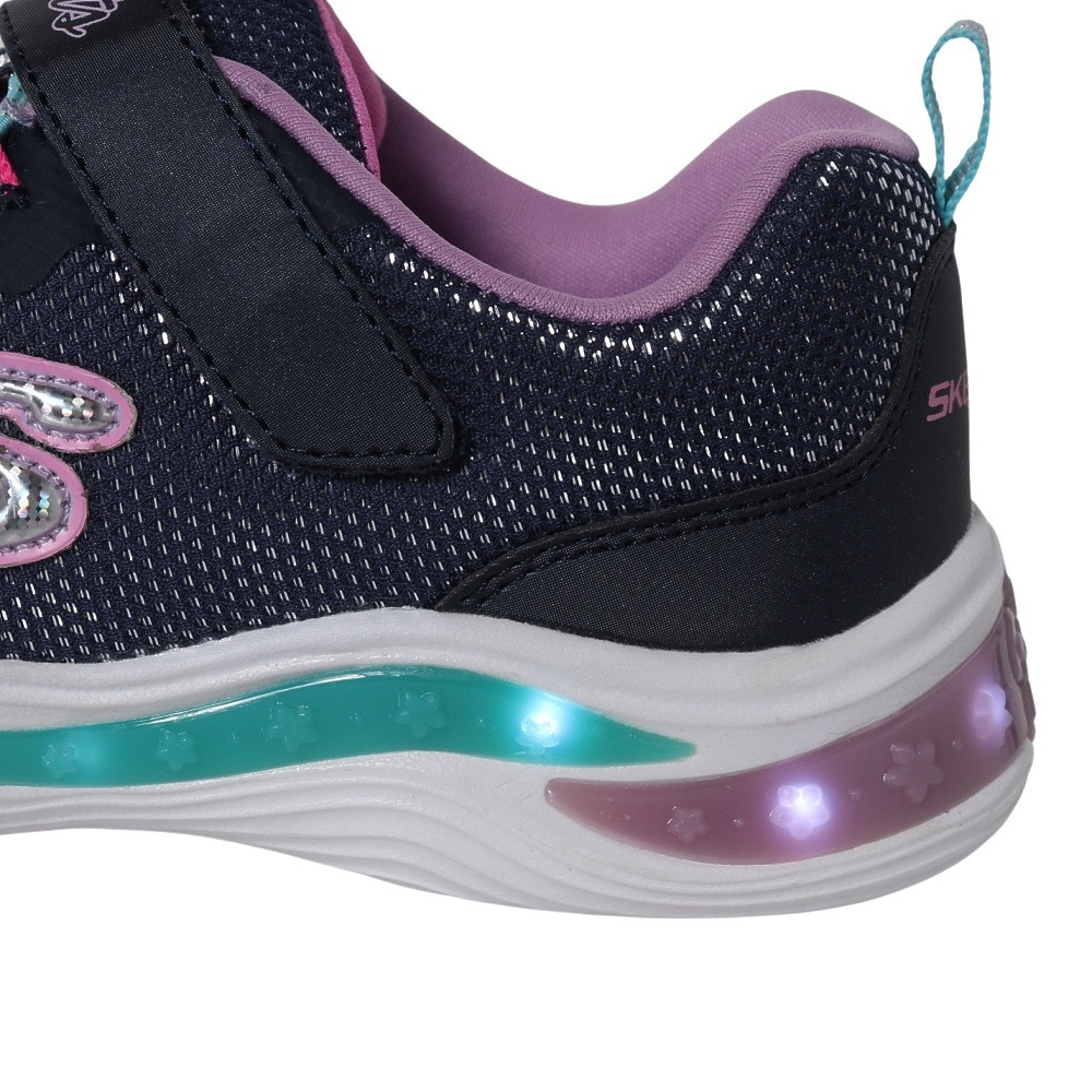スケッチャーズ（SKECHERS）（キッズ）ジュニア スニーカー POWER PETALS 20202L-NVMT スポーツシューズ 光る靴 ベロクロ 登校 日常履き