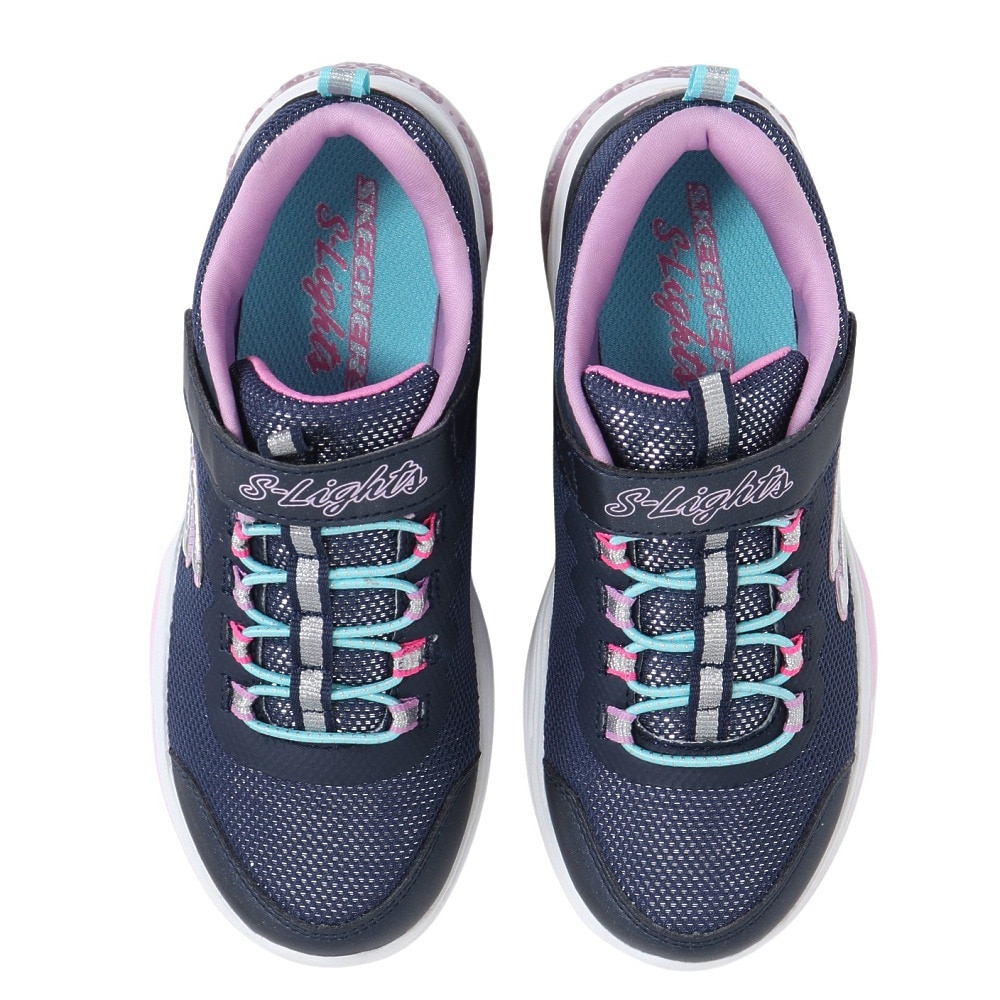 スケッチャーズ（SKECHERS）（キッズ）ジュニア スニーカー POWER PETALS 20202L-NVMT スポーツシューズ 光る靴 ベロクロ 登校 日常履き