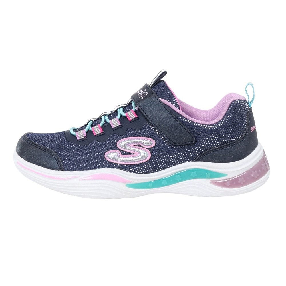 スケッチャーズ（SKECHERS）（キッズ）ジュニア スニーカー POWER PETALS 20202L-NVMT スポーツシューズ 光る靴 ベロクロ 登校 日常履き