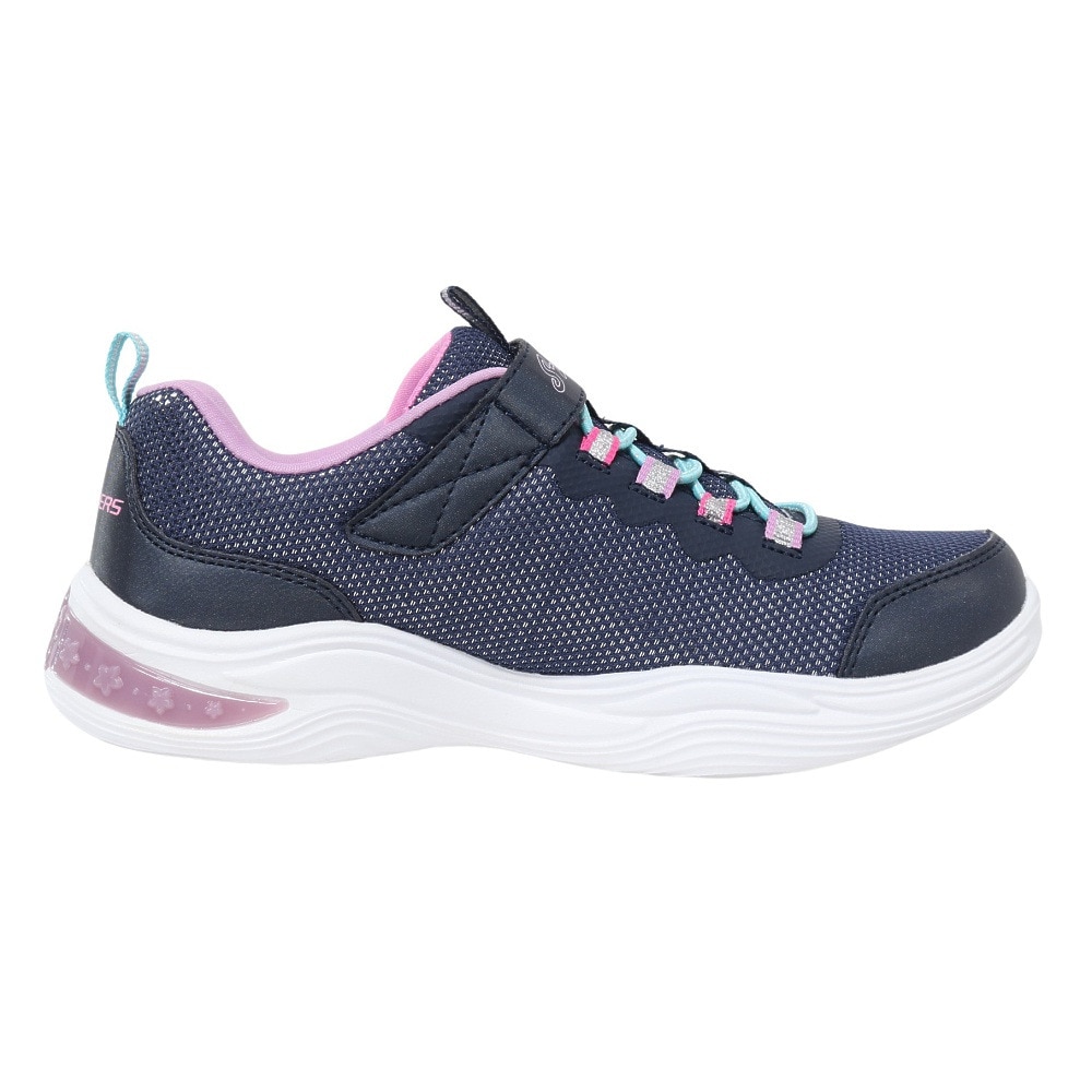 スケッチャーズ（SKECHERS）（キッズ）ジュニア スニーカー POWER PETALS 20202L-NVMT スポーツシューズ 光る靴 ベロクロ 登校 日常履き