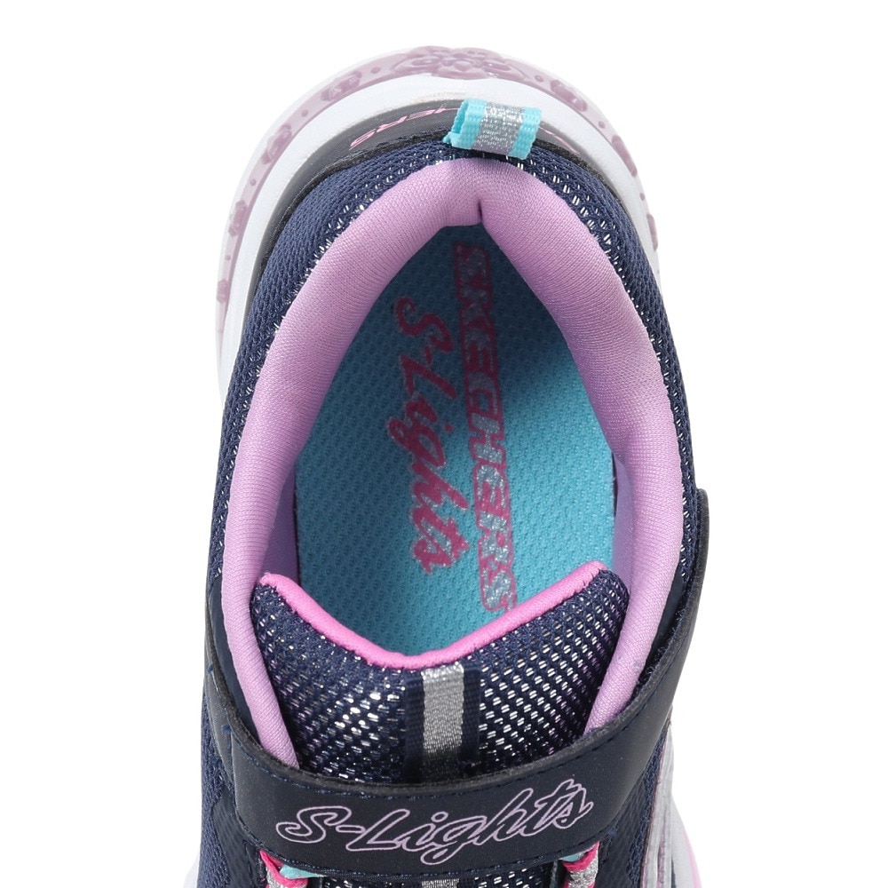 スケッチャーズ（SKECHERS）（キッズ）ジュニア スニーカー POWER PETALS 20202L-NVMT スポーツシューズ 光る靴 ベロクロ 登校 日常履き