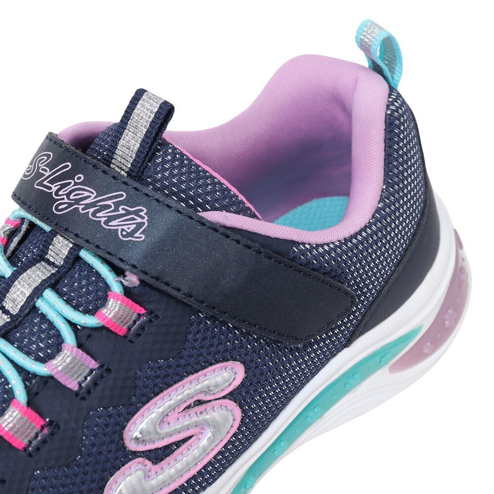 スケッチャーズ（SKECHERS）（キッズ）ジュニア スニーカー POWER PETALS 20202L-NVMT スポーツシューズ 光る靴 ベロクロ 登校 日常履き