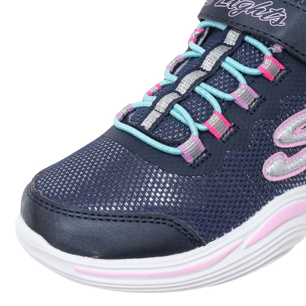 スケッチャーズ（SKECHERS）（キッズ）ジュニア スニーカー POWER PETALS 20202L-NVMT スポーツシューズ 光る靴 ベロクロ 登校 日常履き