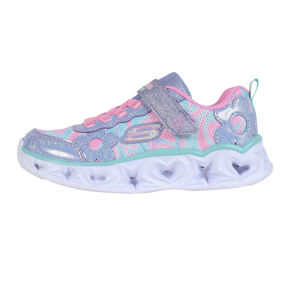 スケッチャーズ（SKECHERS）（キッズ）ジュニアスニーカー ケイリー2 スパークルフラワー パープル 312051L-PWMT スポーツシューズ かわいい スリップオン 