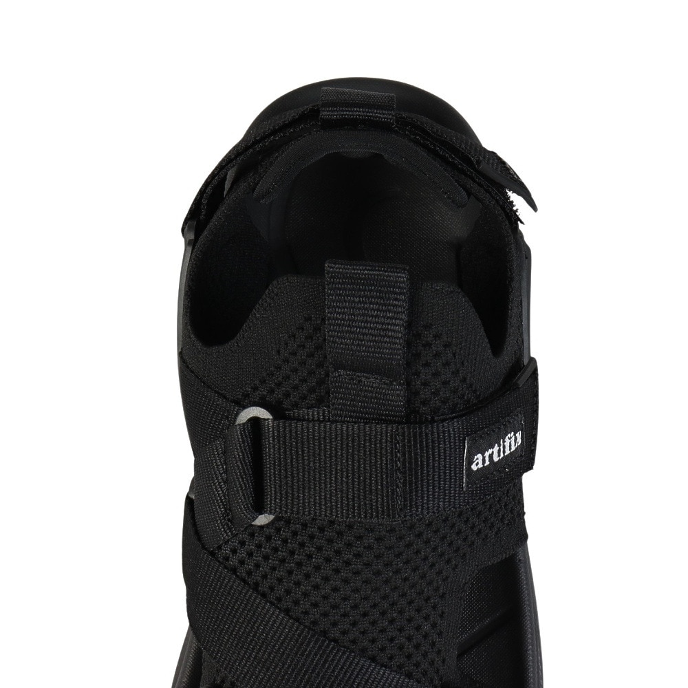artifix（メンズ）ストラップサンダル ブラック 85080BLK スポーツサンダル レジャー アウトドア 軽量 クッション性 普段履き 快適 ニット素材 