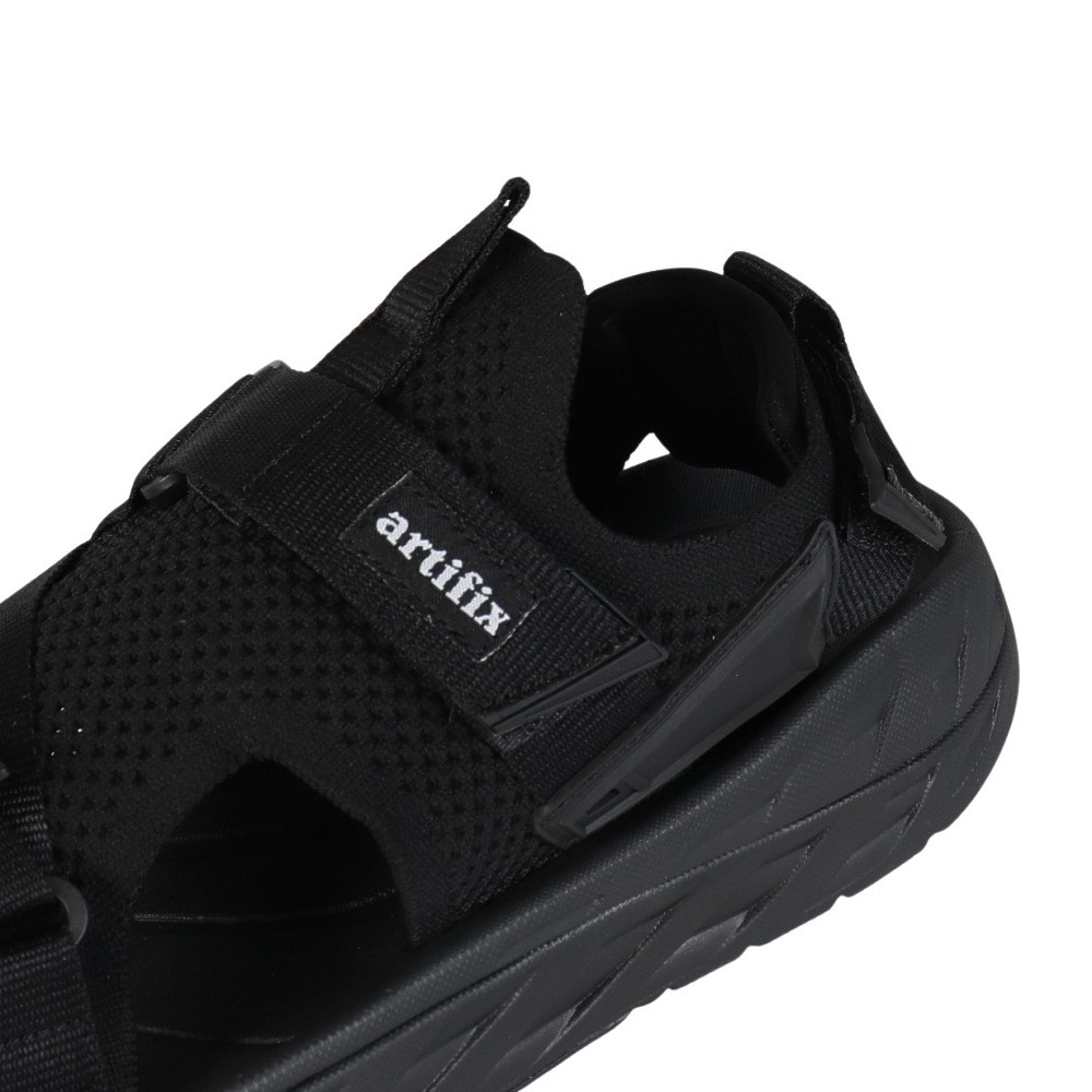 artifix（メンズ）ストラップサンダル ブラック 85080BLK スポーツサンダル レジャー アウトドア 軽量 クッション性 普段履き 快適 ニット素材 