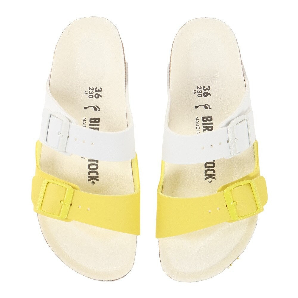 ビルケンシュトック（BIRKENSTOCK）（レディース）アリゾナスプリット ホワイト ライムソウル イエロー 1019754 ストラップ カジュアルサンダル シューズ 靴