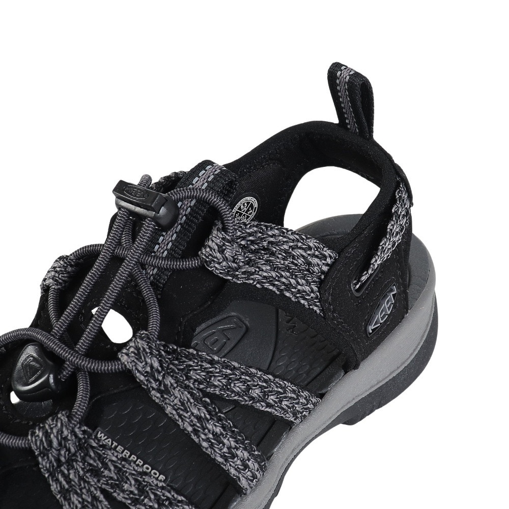 キーン（KEEN）（レディース）サンダル ウィスパー ブラック 1028815 シャワーサンダル 軽量 クッション性 速乾性 抗菌防臭加工 防滑性 タウン