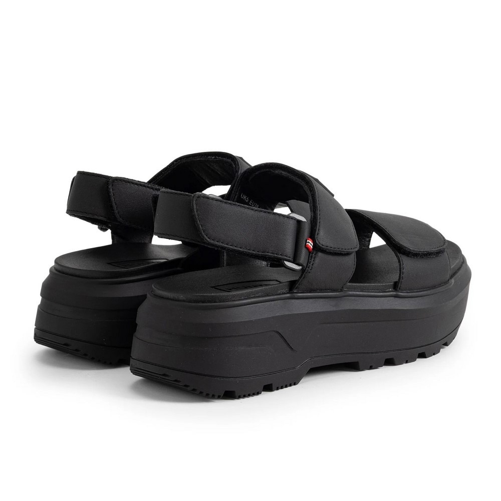 ハンター（Hunter）（レディース）シティ リベル レザー ヒール ストラップ サンダル UFD3110LEA-BLK