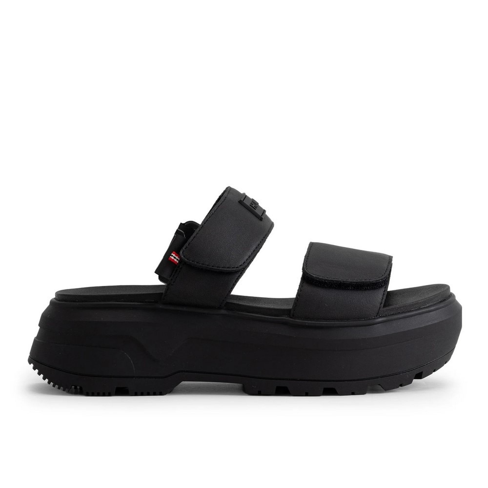 ハンター（Hunter）（レディース）シティ リベル レザー ヒール ストラップ サンダル UFD3110LEA-BLK
