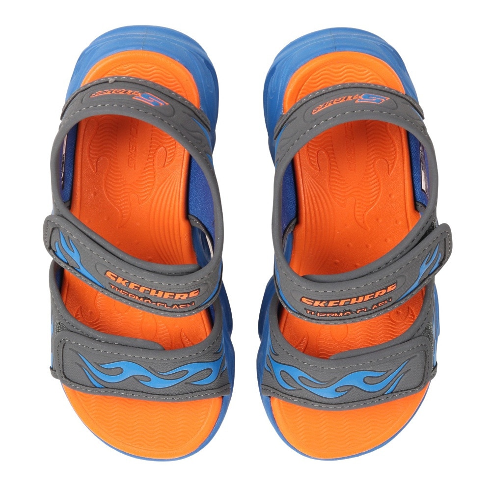 スケッチャーズ（SKECHERS）（キッズ）ジュニアストラップサンダル サーモフラッシュ ヒート タイド グレー 400102L-CCBL 面ファスナー レジャー プール