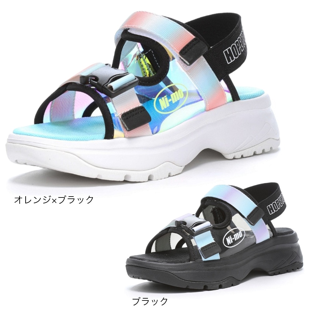 ムーンスター（MoonStar）（キッズ）ジュニア ストラップサンダル ガールズ ニーモ NM J083 オレンジ ブラック 12297183 23S 厚底 タウン レジャー プール 