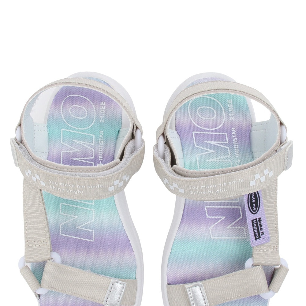 ムーンスター（MoonStar）（キッズ）ジュニアストラップサンダル ニーモ NM J106 ベージュ 12298278 厚底 ベルトテープ 抗菌 防臭 おしゃれ コーディネート