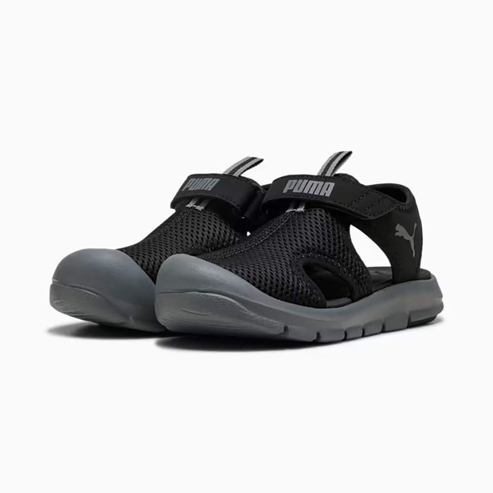 プーマ（PUMA）（キッズ）スポーツサンダル ジュニアストラップサンダル ファン レーサー メッシュ ブラック グレー 40157501 シャワーサンダル 軽量