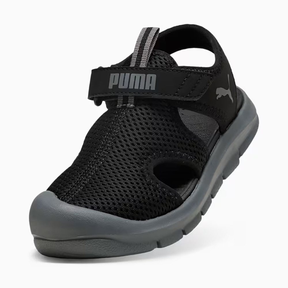 プーマ（PUMA）（キッズ）スポーツサンダル ジュニアストラップサンダル ファン レーサー メッシュ ブラック グレー 40157501 シャワーサンダル 軽量