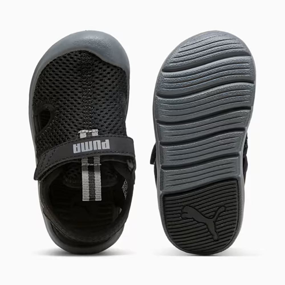 プーマ（PUMA）（キッズ）スポーツサンダル ベビー ジュニアストラップサンダル ファン レーサー メッシュ ブラック グレー 40157601 シャワサン かわいい