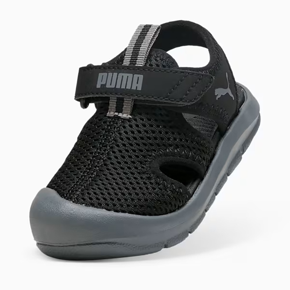 プーマ（PUMA）（キッズ）スポーツサンダル ベビー ジュニアストラップサンダル ファン レーサー メッシュ ブラック グレー 40157601 シャワサン かわいい