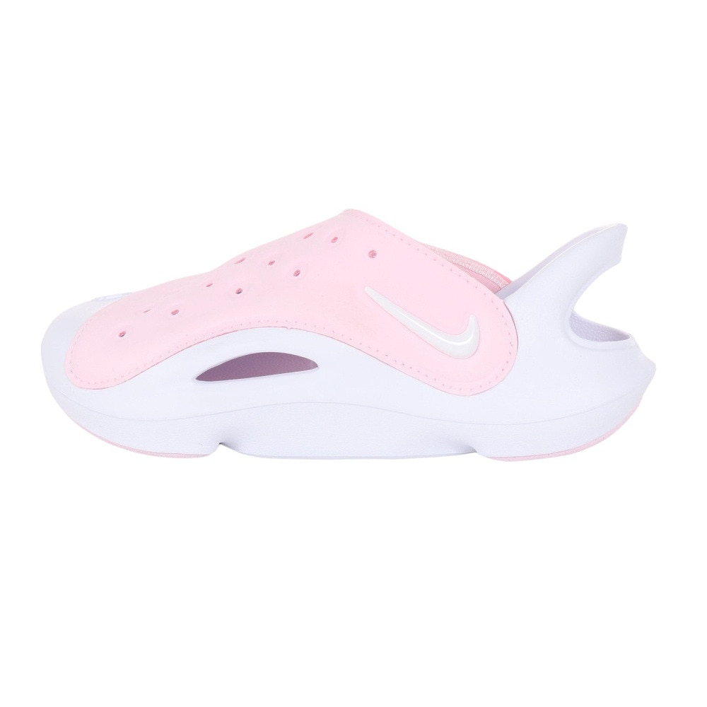 ナイキ（NIKE）（キッズ）サンダル アクア スウッシュ ピンク ホワイト FN0876-600  日常履き タウン レジャー プール 耐久性 クッション性