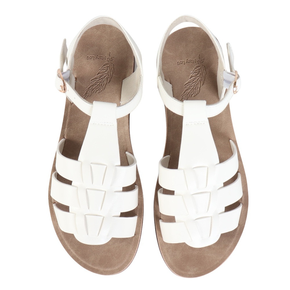 メリールー（Mary Lou）（レディース）サンダル クッションソールフラットサンダル 6352WHITE