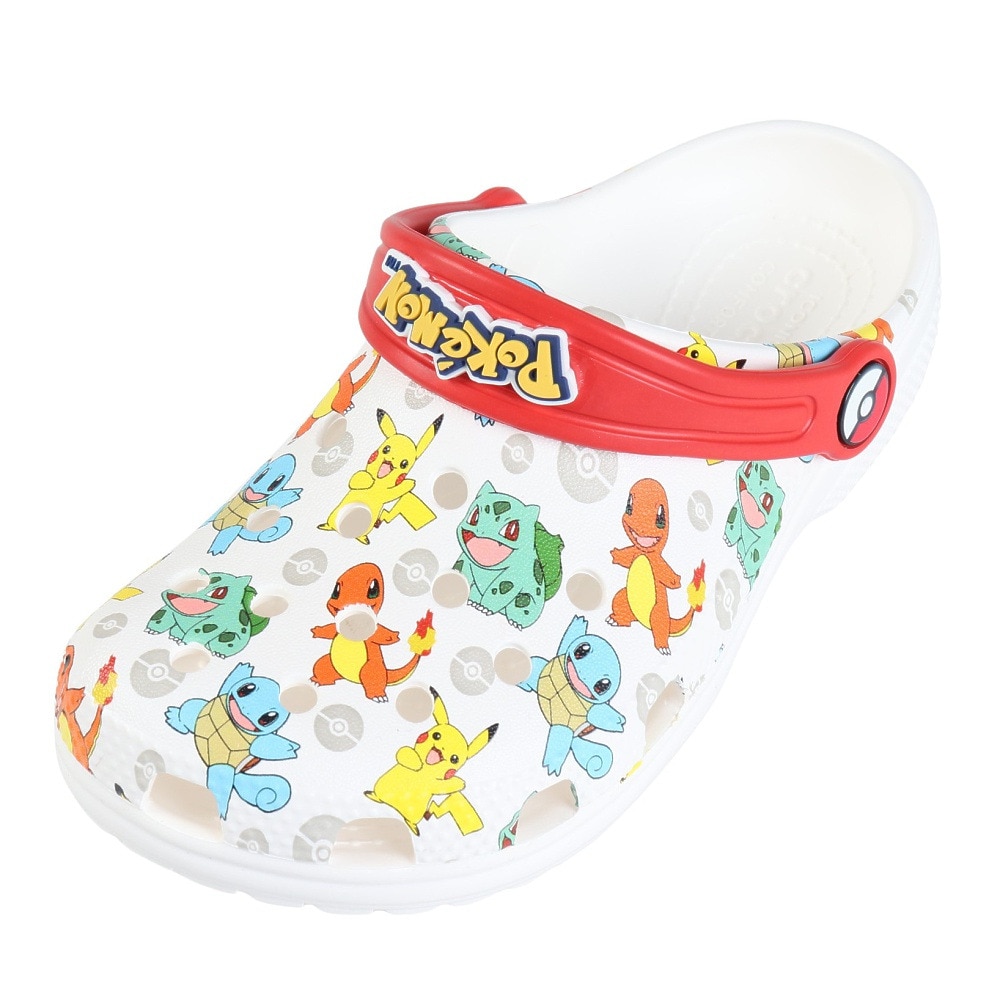 クロックス（crocs）（キッズ）ジュニアサンダル クラシックポケモンクロッグ ホワイト 207739-94S シャワーサンダル 軽量 通気性 お手入れ簡単