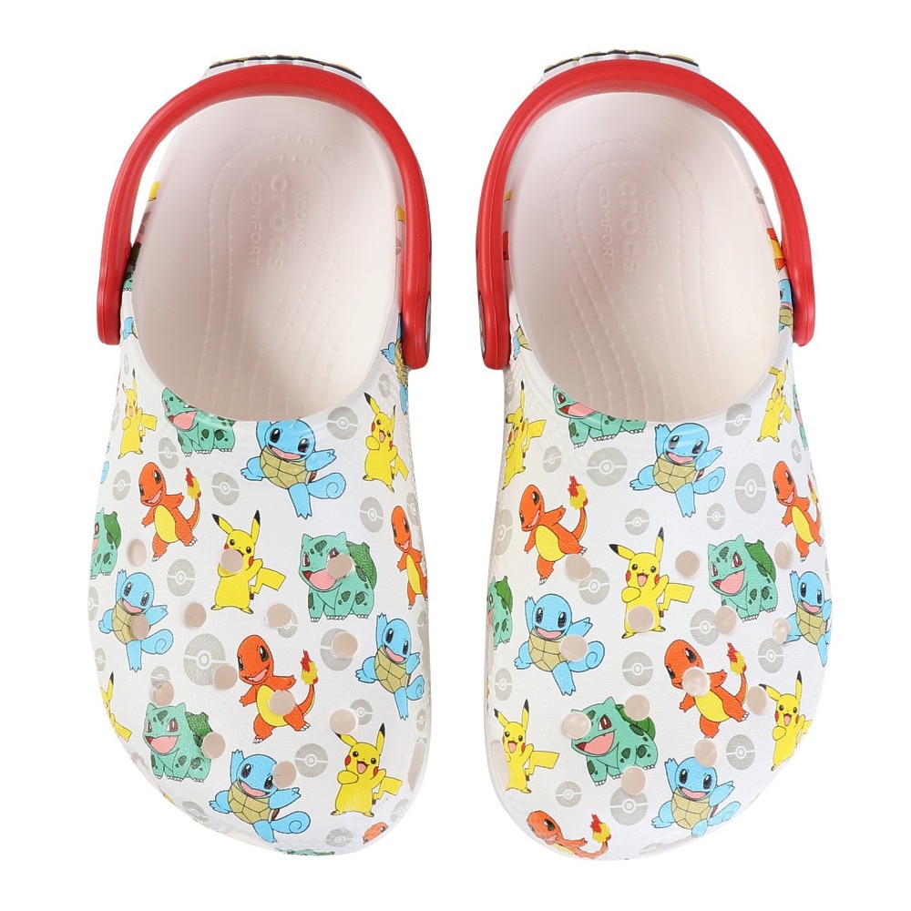 クロックス（crocs）（キッズ）ジュニアサンダル クラシックポケモンクロッグ ホワイト 207739-94S シャワーサンダル 軽量 通気性 お手入れ簡単