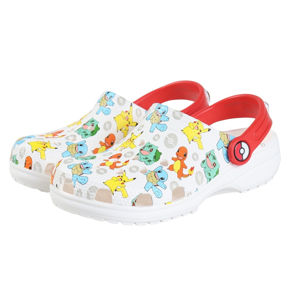 クロックス（crocs）（キッズ）ジュニアサンダル クラシックポケモンクロッグ ホワイト 207739-94S シャワーサンダル 軽量 通気性 お手入れ簡単