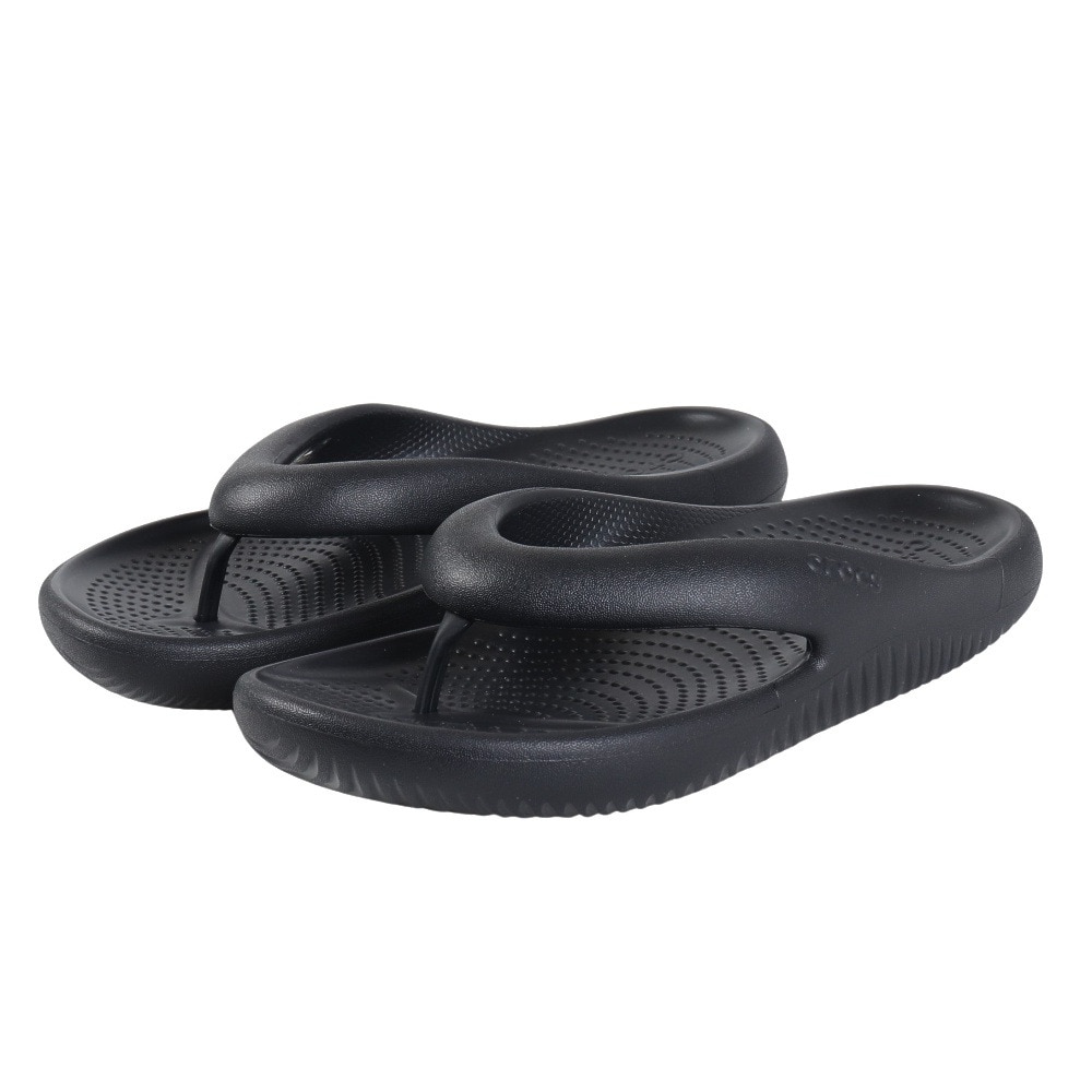 クロックス（crocs）（メンズ、レディース）サンダル メロウリカバリーフリップ Bl ブラック 208437-001 シャワサン 鼻緒付き シンプル やわらかい