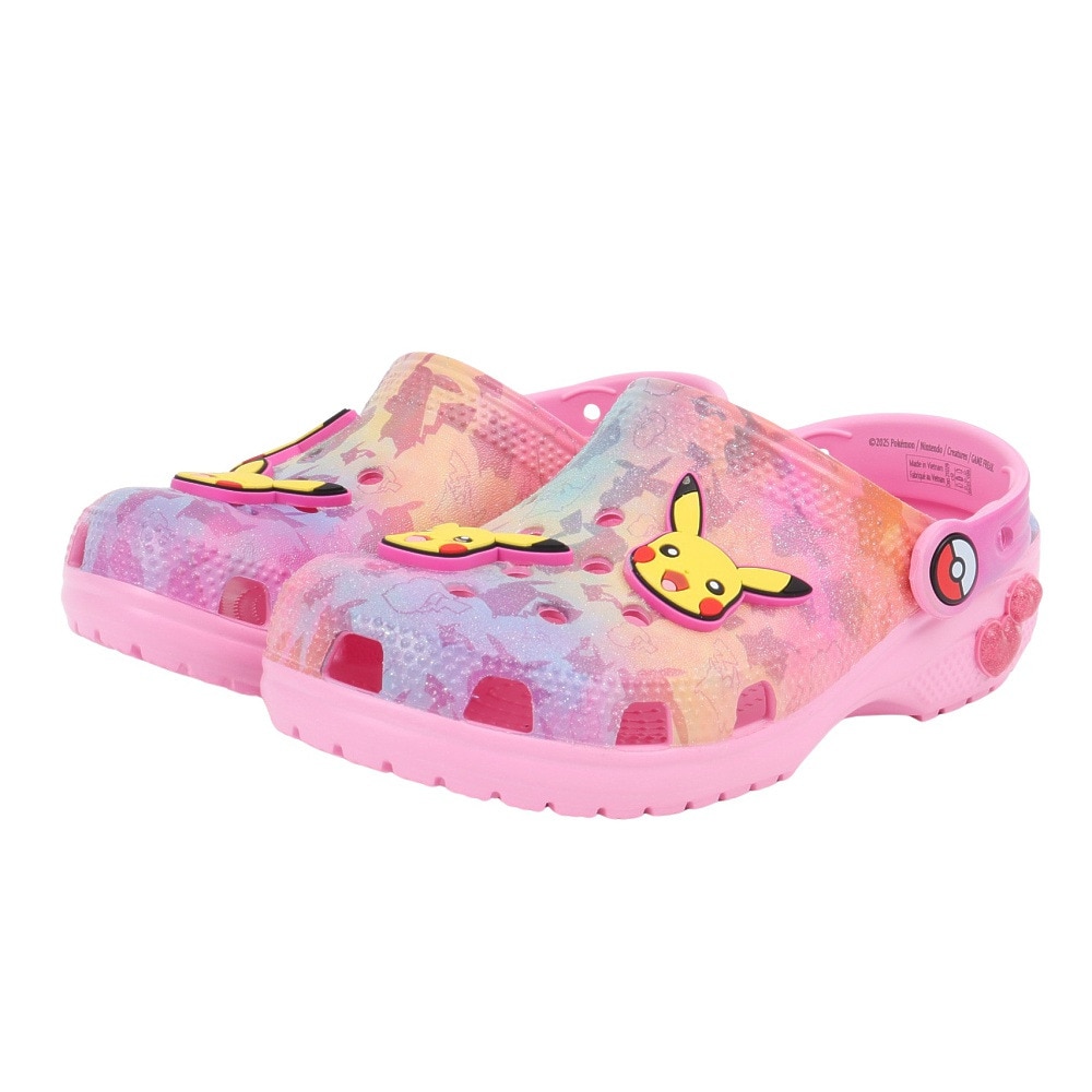 クロックス（crocs）（レディース、キッズ）サンダル ピカチュウ ピンク クラシック クロッグ 211229-90H