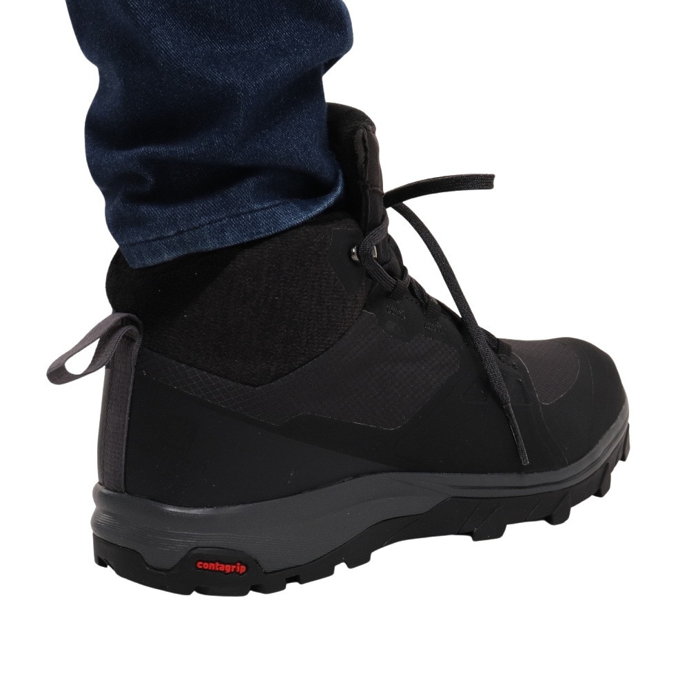 サロモン（SALOMON）（レディース）スノーブーツ 防水 黒 OUTSNAP CLIMASALOMON WATERPROOF ブラック L41110100 通勤 通学 ハイカット スニーカー 防寒 ボア