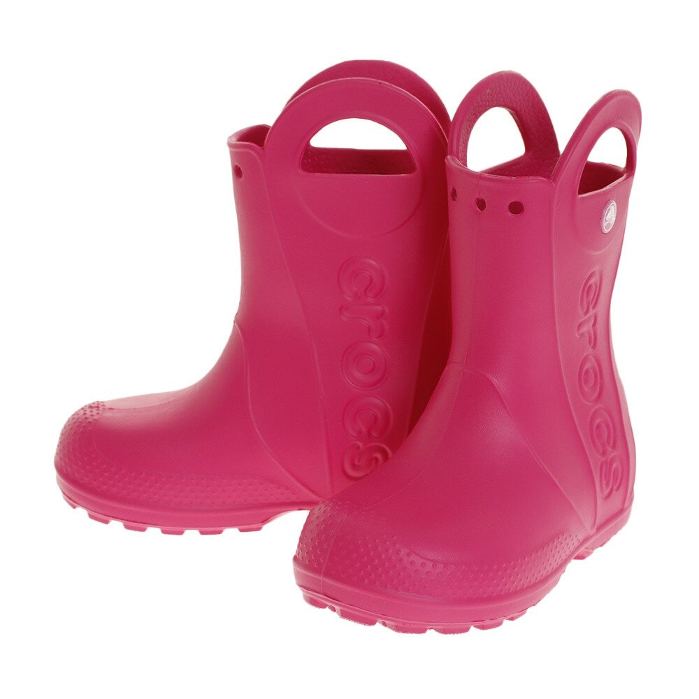 クロックス（crocs）（キッズ）ハンドル イット レイン ブーツ キッズ ピンク Pnk12803-6X0-2019 オンライン価格 雨 雨天 