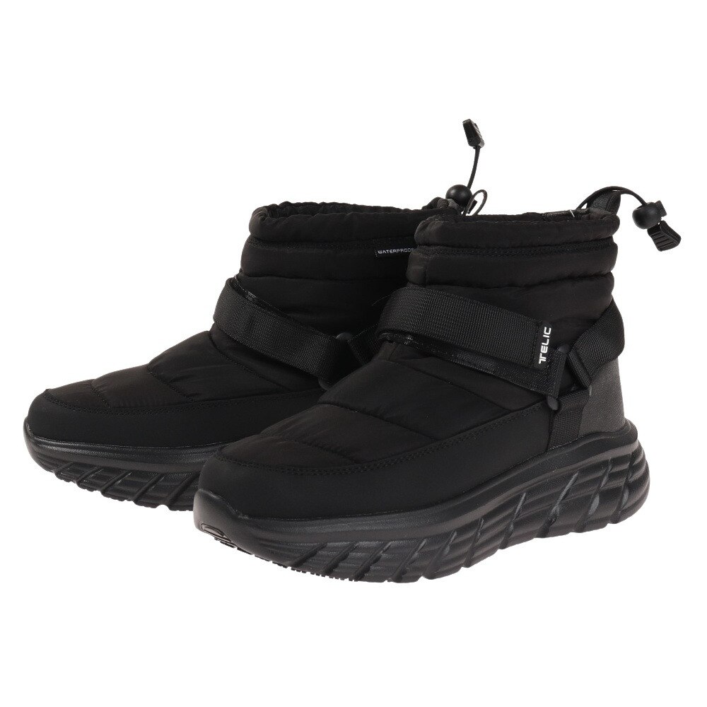 TELIC（メンズ、レディース）ショートブーツ メンズ レディース 黒 ブラック ALL ROADS-QT TL-005 BLK カジュアルシューズ 防寒 保温 アウトドア