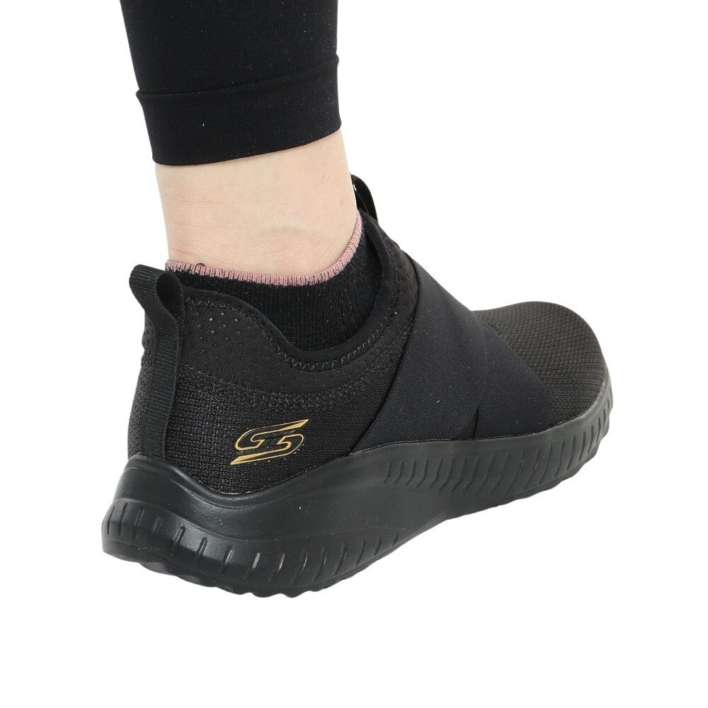 スケッチャーズ（SKECHERS）（レディース）カジュアル シューズ ボブス スクワッド カオス 2 シャイン ブラック 117221-BBK スニーカー タウン 洗濯機洗い可 