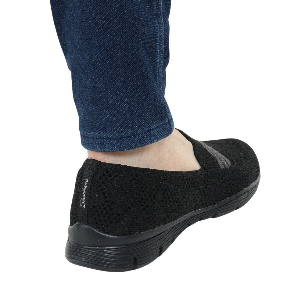 スケッチャーズ（SKECHERS）（レディース）カジュアルシューズ シーガー カジュアル パーティ ブラック 158110-BBK スニーカー 通気性 軽量 タウン 旅行