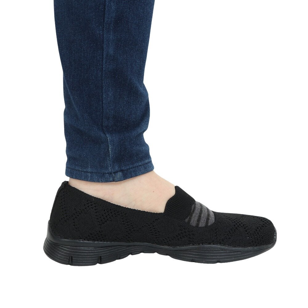 スケッチャーズ（SKECHERS）（レディース）カジュアルシューズ シーガー カジュアル パーティ ブラック 158110-BBK スニーカー 通気性 軽量 タウン 旅行