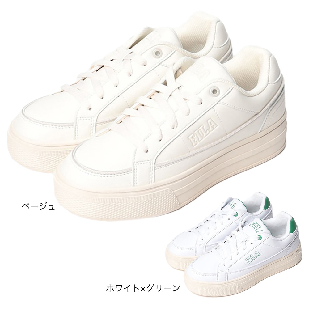 フィラ（FILA）（レディース）カジュアルシューズ インターフェア ホワイト グリーン 1TM01784E-142 スニーカー 厚底 タウン 日常履き デイリーユース