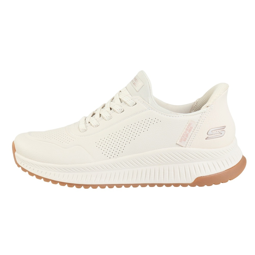 スケッチャーズ（SKECHERS）（レディース）カジュアルシューズ スリップインズ ボブス SQUAD 4-KEY LOOK 117740-WHT