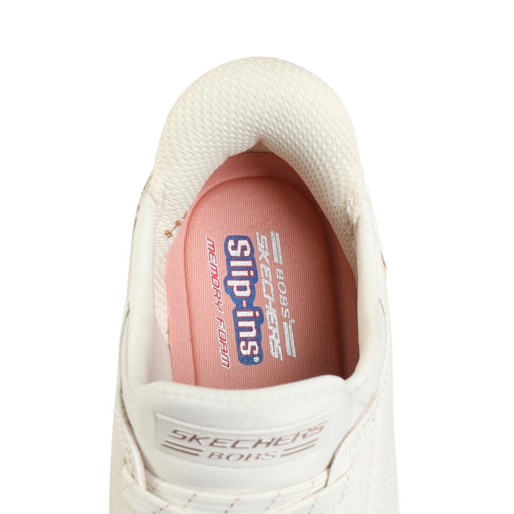 スケッチャーズ（SKECHERS）（レディース）カジュアルシューズ スリップインズ ボブス SQUAD 4-KEY LOOK 117740-WHT
