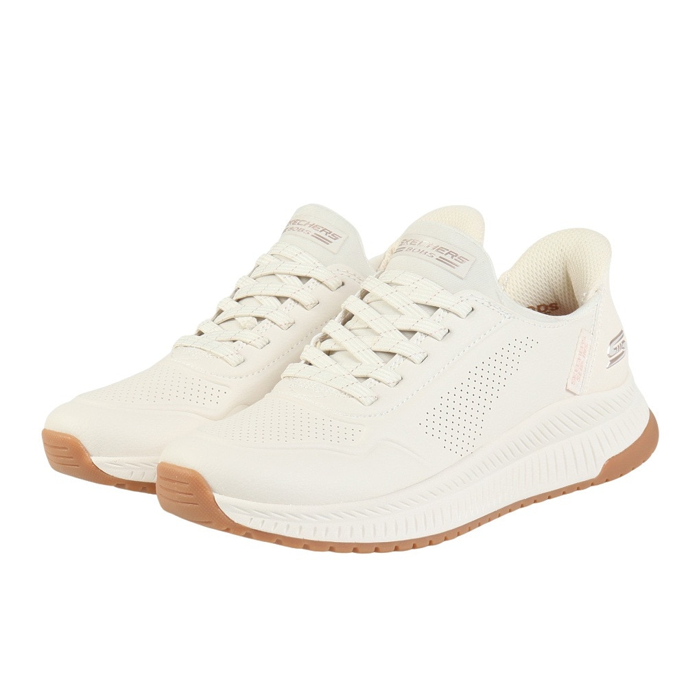 スケッチャーズ（SKECHERS）（レディース）カジュアルシューズ スリップインズ ボブス SQUAD 4-KEY LOOK 117740-WHT
