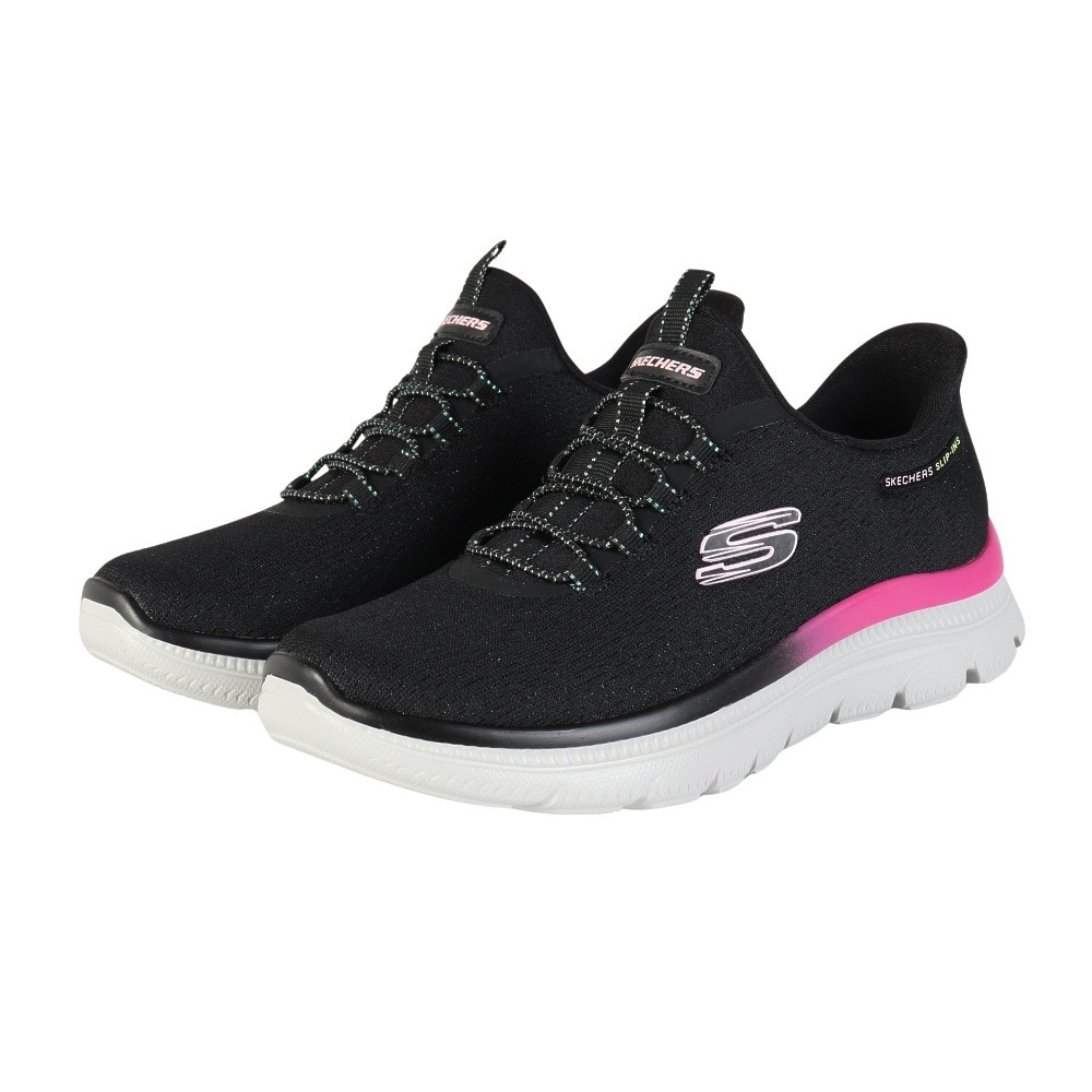 スケッチャーズ（SKECHERS）（レディース）カジュアルシューズ スリップインズ サミット プラス シマーリング ストリッド 150619-BKMT