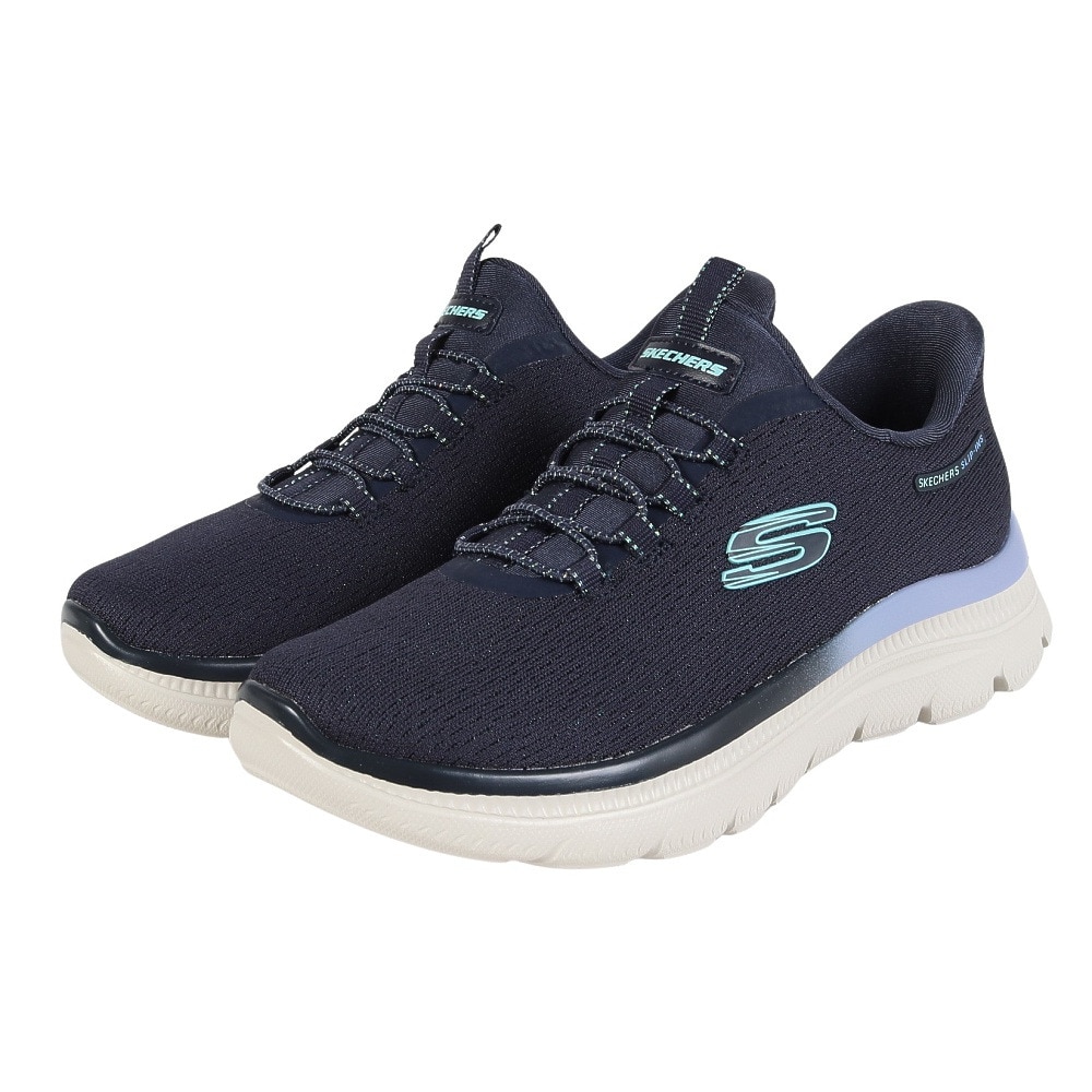 スケッチャーズ（SKECHERS）（レディース）カジュアルシューズ スリップインズ サミット プラス シマーリング ストリッド 150619-NVY