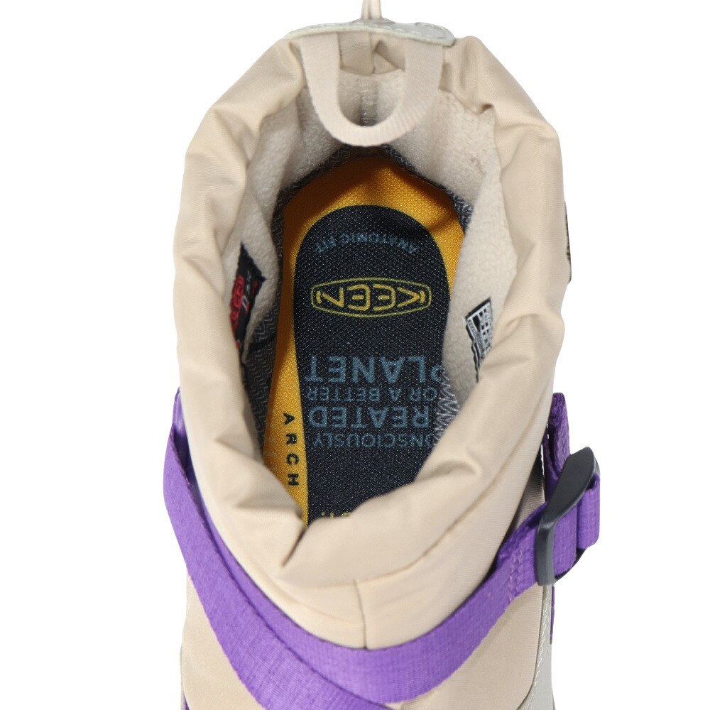 キーン（KEEN）（レディース）ブーツ 防水 カジュアルシューズ フッドゼラ ウォータープルーフ ベージュ パープル 軽量 保温 1025603 防寒対策 寒さ対策 