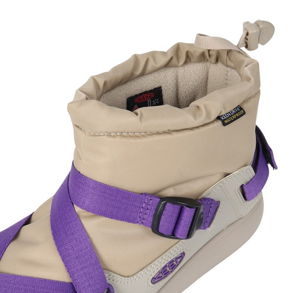 キーン（KEEN）（レディース）ブーツ 防水 カジュアルシューズ フッドゼラ ウォータープルーフ ベージュ パープル 軽量 保温 1025603 防寒対策 寒さ対策 