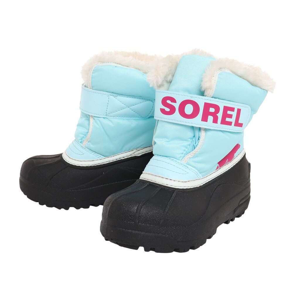 ソレル（SOREL）（キッズ）ショートブーツ 青 ジュニア チルドレン スノーコマンダー ブルー NC1960 428 スノーシューズ もこもこ 防寒 保温