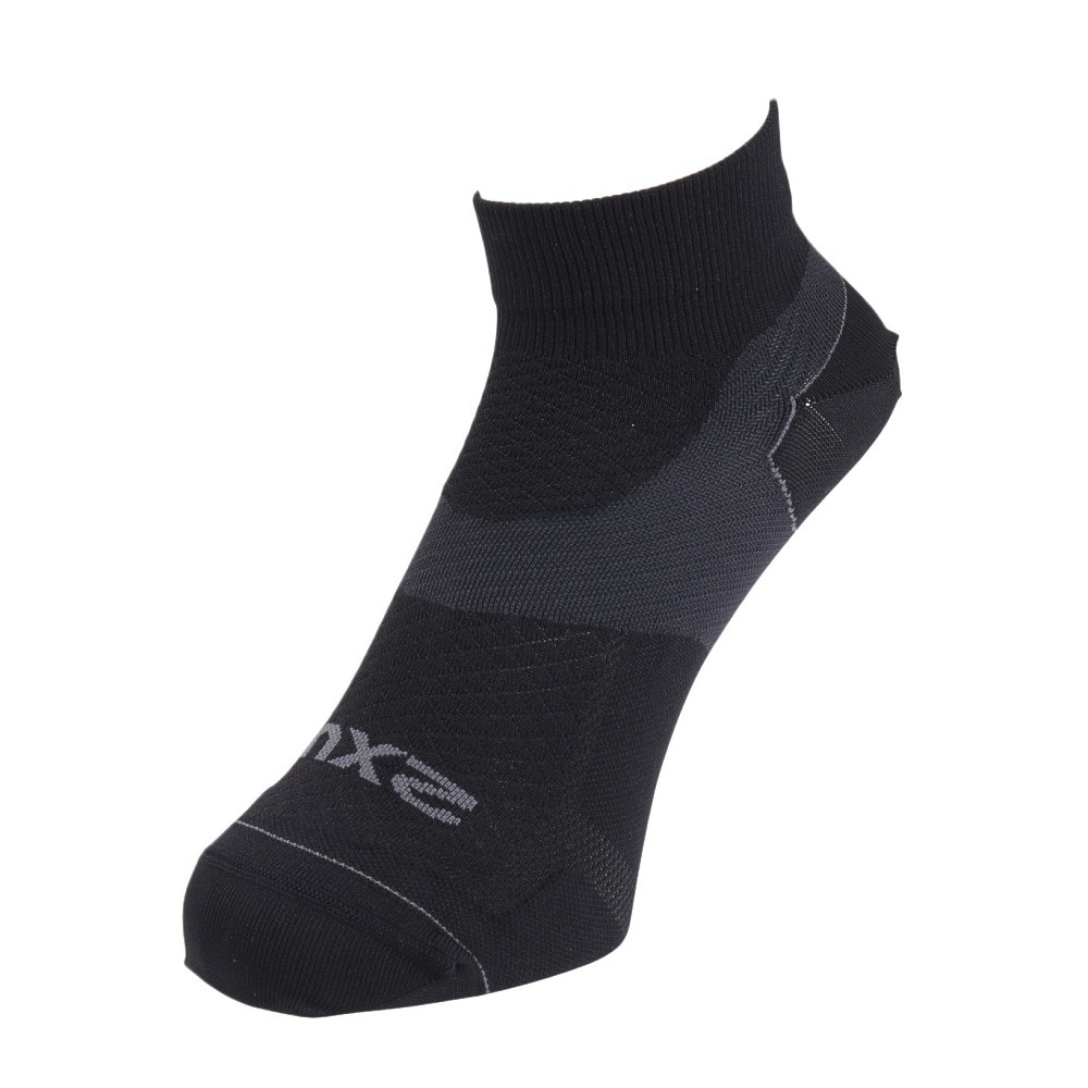 ツー・タイムズ・ユー（2XU）（メンズ、レディース）靴下 ベクター ウルトラライト1/4 クルー コンプレッションソックス UA7028E-BLK/BLK