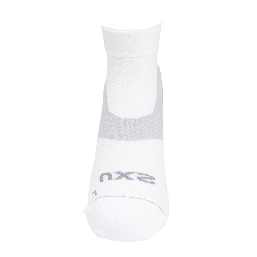ツー・タイムズ・ユー（2XU）（メンズ、レディース）靴下 ベクター ウルトラライト1/4 クルー コンプレッションソックス UA7028E-WHT/WHT