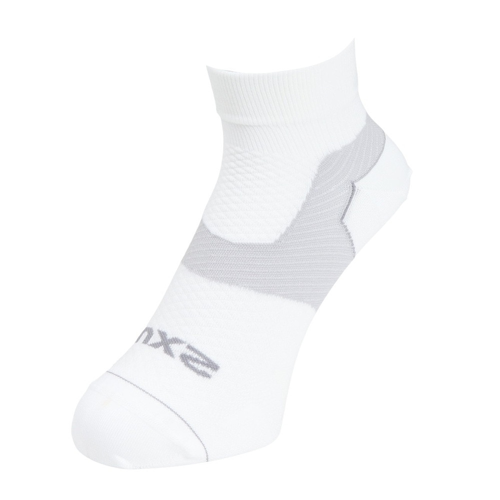 ツー・タイムズ・ユー（2XU）（メンズ、レディース）靴下 ベクター ウルトラライト1/4 クルー コンプレッションソックス UA7028E-WHT/WHT