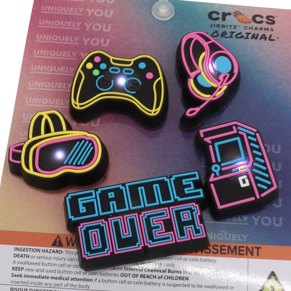 クロックス（crocs）（メンズ、レディース、キッズ）ジビッツチャーム Lights Up Neon Gamer 5個入り 10012094