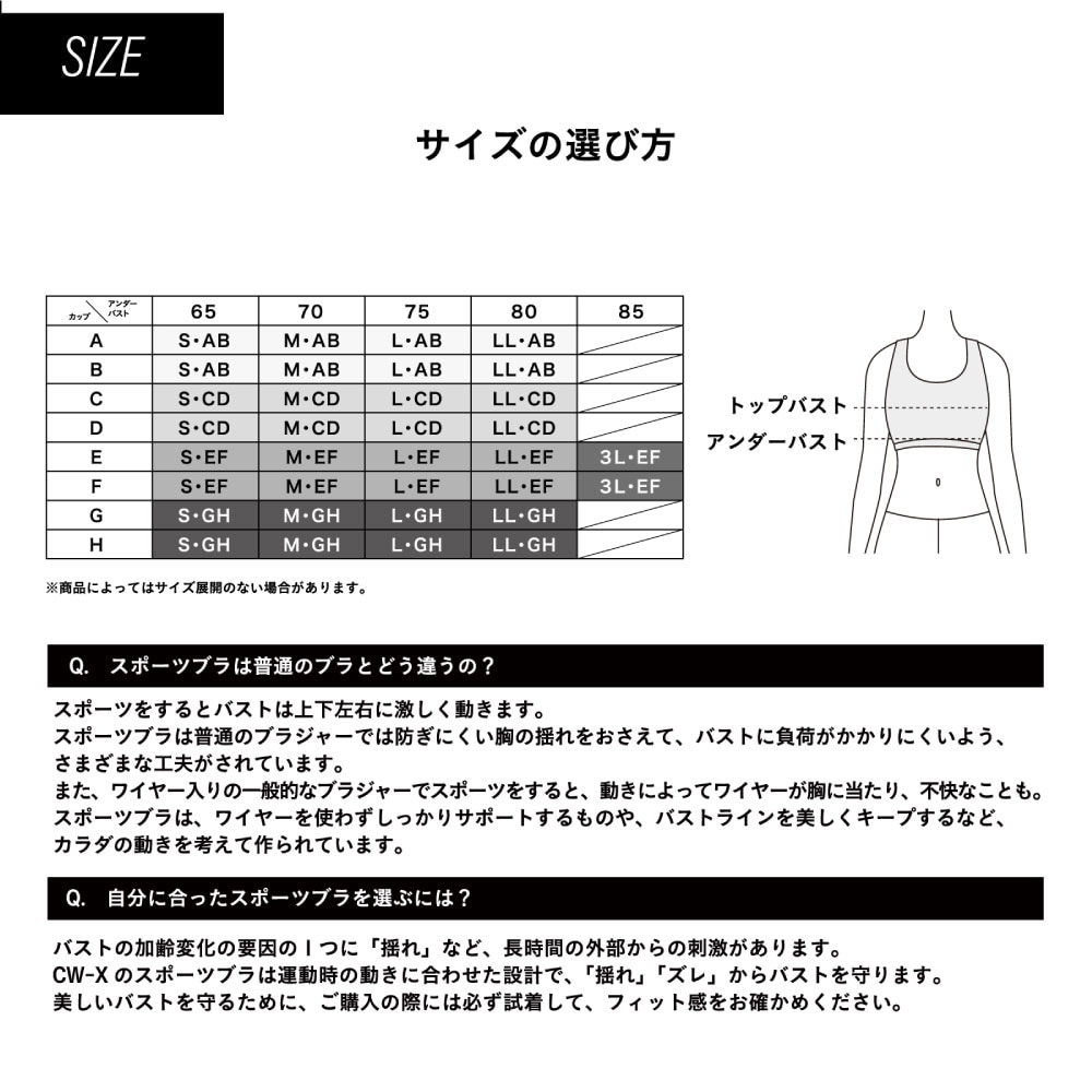 シーダブリュー・エックス（CWX）（レディース）ワコール スポーツブラ ハイサポート 揺れない  5方向サポートブラ HTY198BLEF